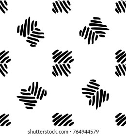 Black and White Seamless Ethnic Pattern. Vintage, Grunge, Abstract Tribal Background for Textile Design, Wallpaper, Surface Textures, Wrapping Paper
