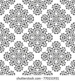 Black and White Seamless Ethnic Pattern. Vintage, Grunge, Abstract Tribal Background for Textile Design, Wallpaper, Surface Textures, Wrapping Paper