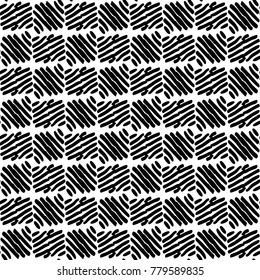 Black and White Seamless Ethnic Pattern. Vintage, Grunge, Abstract Tribal Background for Textile Design, Wallpaper, Surface Textures, Wrapping Paper