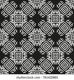 Black and White Seamless Ethnic Pattern. Vintage, Grunge, Abstract Tribal Background for Textile Design, Wallpaper, Surface Textures, Wrapping Paper