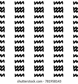 Black and White Seamless Ethnic Pattern. Vintage, Grunge, Abstract Tribal Background for Textile Design, Wallpaper, Surface Textures, Wrapping Paper