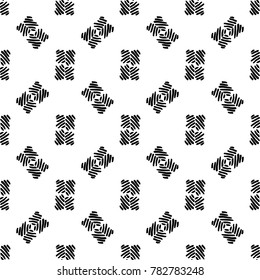 Black and White Seamless Ethnic Pattern. Vintage, Grunge, Abstract Tribal Background for Textile Design, Wallpaper, Surface Textures, Wrapping Paper