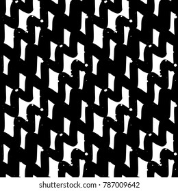 Black and White Seamless Ethnic Pattern. Vintage, Grunge, Abstract Tribal Background for Textile Design, Wallpaper, Surface Textures, Wrapping Paper