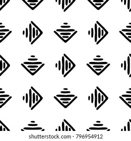 Black and White Seamless Ethnic Pattern. Vintage, Grunge, Abstract Tribal Background for Textile Design, Wallpaper, Surface Textures, Wrapping Paper