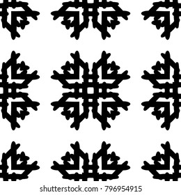 Black and White Seamless Ethnic Pattern. Vintage, Grunge, Abstract Tribal Background for Textile Design, Wallpaper, Surface Textures, Wrapping Paper