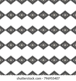 Black and White Seamless Ethnic Pattern. Vintage, Grunge, Abstract Tribal Background for Textile Design, Wallpaper, Surface Textures, Wrapping Paper