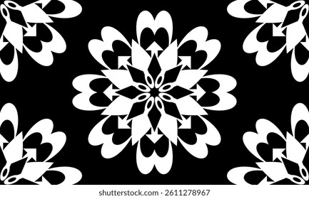 Black and white seamless fabric pattern geometric gapes endlessly beautiful tiles, white background, vector