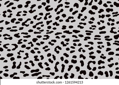 Black and White Seamless Faux Leopard Skin Pattern. Vector illustration animal repeat surface pattern.