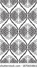 Black and white seamless floral geometric pattern