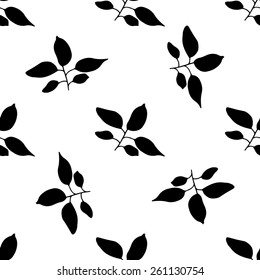 Black and white seamless floral hand drawn vector pattern