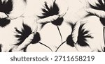 Black and white seamless floral pattern. Modern vector monochrome print design for backgrounds and textures. Vector illustration
