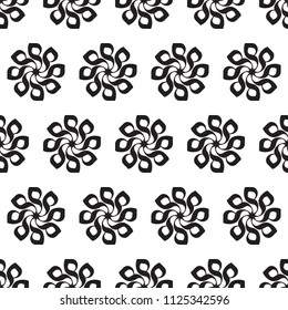 Black and white seamless floral pattern. Vector 10 eps