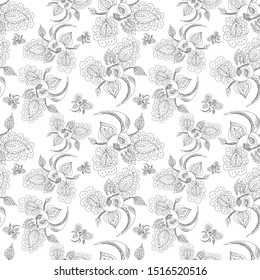 Black and white seamless floral pattern. Perfect for printing on fabric or paper.