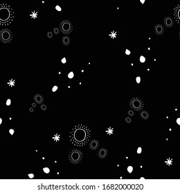 Black and white seamless floral pattern