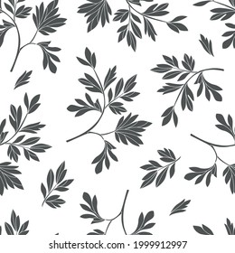 Black and white seamless floral pattern, vector illustration