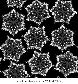 black and white seamless floral pattern