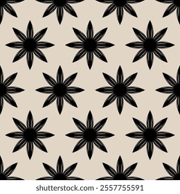 Black and white seamless floral pattern with flowers and snowflakes. Ethnic oriental ikat pattern traditional Design for background backdrop carpet wallpaper clothing batik fabric tribal textile