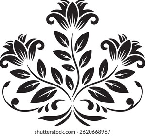Black and white seamless floral pattern