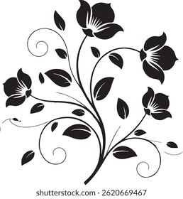 Black and white seamless floral pattern