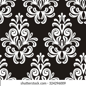 black and white seamless floral pattern.
