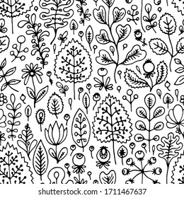 black and white seamless floral vector pattern fabric print