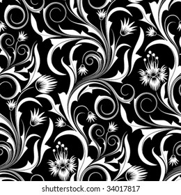 Black and white seamless from  flowers(can be repeated and scaled in any size)