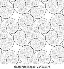 Black And White Seamless Fractal Pattern Of Spirals