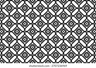 Black and white seamless geometric batik or tribal pattern.