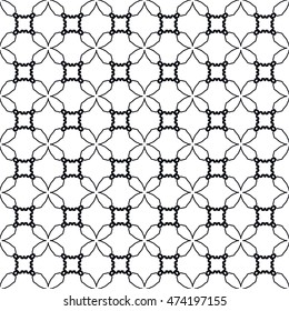 Black and white seamless geometric line pattern. Vector graphic design, ethnic ornament, monochrome illustration. Seamless lace background