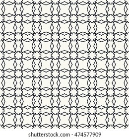 Black and white seamless geometric line pattern. Vector graphic design, ethnic ornament, monochrome illustration. Seamless lace background