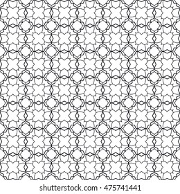 Black and white Seamless geometric line pattern, repeating texture. Seamless linear background. Contemporary graphic design, ethnic arabic, indian monochrome ornament. Seamless lace fabric pattern