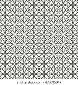 Black and white seamless geometric line pattern, repeating texture. Seamless linear background. Contemporary graphic design, ethnic arabic, indian, turkish monochrome ornament. Seamless lace pattern.
