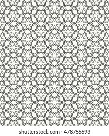 Black and white seamless geometric line pattern. Contemporary graphic design. Endless hexagon texture for wallpaper, pattern fills, web page background. Tribal ethnic arabic indian ornament.