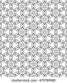 Black and white seamless geometric line pattern. Contemporary graphic design. Endless hexagon texture for wallpaper, pattern fills, web page background. Tribal ethnic arabic indian ornament.