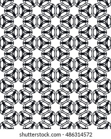 Black and white seamless geometric line pattern in arabian style, ethnic ornament. Endless hexagonal texture for wallpaper, banners, invitation cards. Seamless monochrome graphic background