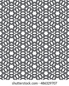 Black and white seamless geometric line pattern in arabian style, ethnic ornament. Endless hexagonal texture for wallpaper, banners, invitation cards. Seamless monochrome graphic background