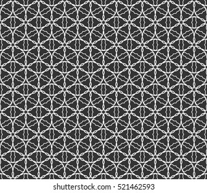 Black and white seamless geometric line pattern in arabian style, ethnic ornament. Endless monochrome lace background, repeating texture for wallpaper, banners, invitation cards