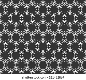 Black and white seamless geometric line pattern in arabian style, ethnic ornament. Endless monochrome lace background, repeating texture for wallpaper, banners, invitation cards