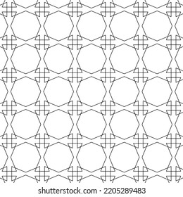 Black and white seamless geometric pattern. Coloring book for children and adult. Decorative abstract linear vector background. Easy to edit color and line weight. Pattern added to the graphic styles.