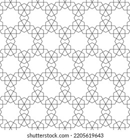 Black and white seamless geometric pattern. Coloring book for children and adult. Decorative abstract linear vector background. Easy to edit color and line weight. Pattern added to the graphic styles.