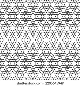 Black and white seamless geometric pattern. Coloring book for children and adult. Decorative abstract linear vector background. Easy to edit color and line weight. Pattern added to the graphic styles.