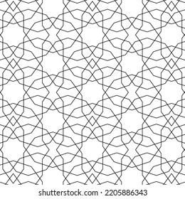 Patrón geométrico transparente blanco y negro. Libro de Colores para niños y adultos. Fondo de vector lineal abstracto decorativo. Fácil de editar color y peso de línea. Patrón agregado a los estilos gráficos.