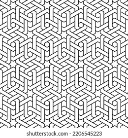 Black and white seamless geometric pattern. Coloring book for children and adult. Decorative abstract linear vector background. Easy to edit color and line weight. Pattern added to the graphic styles.