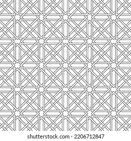 Patrón geométrico transparente blanco y negro. Libro de Colores para niños y adultos. Fondo de vector lineal abstracto decorativo. Fácil de editar color y peso de línea. Patrón agregado a los estilos gráficos.