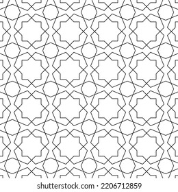 Black and white seamless geometric pattern. Coloring book for children and adult. Decorative abstract linear vector background. Easy to edit color and line weight. Pattern added to the graphic styles.