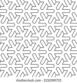 Black and white seamless geometric pattern. Coloring book for children and adult. Decorative abstract linear vector background. Easy to edit color and line weight. Pattern added to the graphic styles.