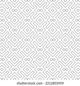 Black and white seamless geometric pattern. Coloring book for children and adult. Decorative abstract linear vector background. Easy to edit color and line weight. Pattern added to the graphic styles.