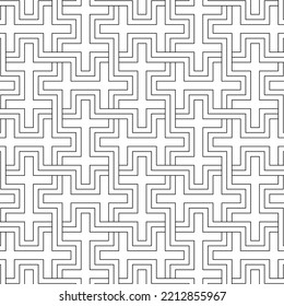 Black and white seamless geometric pattern. Coloring book for children and adult. Decorative abstract linear vector background. Easy to edit color and line weight. Pattern added to the graphic styles.