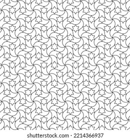 Black and white seamless geometric pattern. Coloring book for children and adult. Decorative abstract linear vector background. Easy to edit color and line weight. Pattern added to the graphic styles.