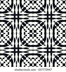 Black and white seamless geometric pattern, tribal ethnic arabic indian ornament. Hand drawn abstract background with sketchy repeating texture. 